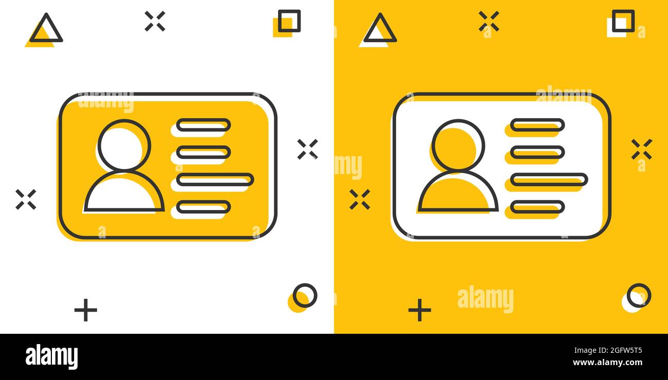 Id card icon in comic style. Identity badge vector cartoon illustration ...
