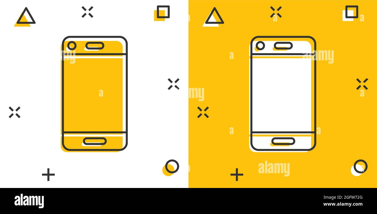 Phone device sign icon in comic style. Smartphone vector cartoon ...