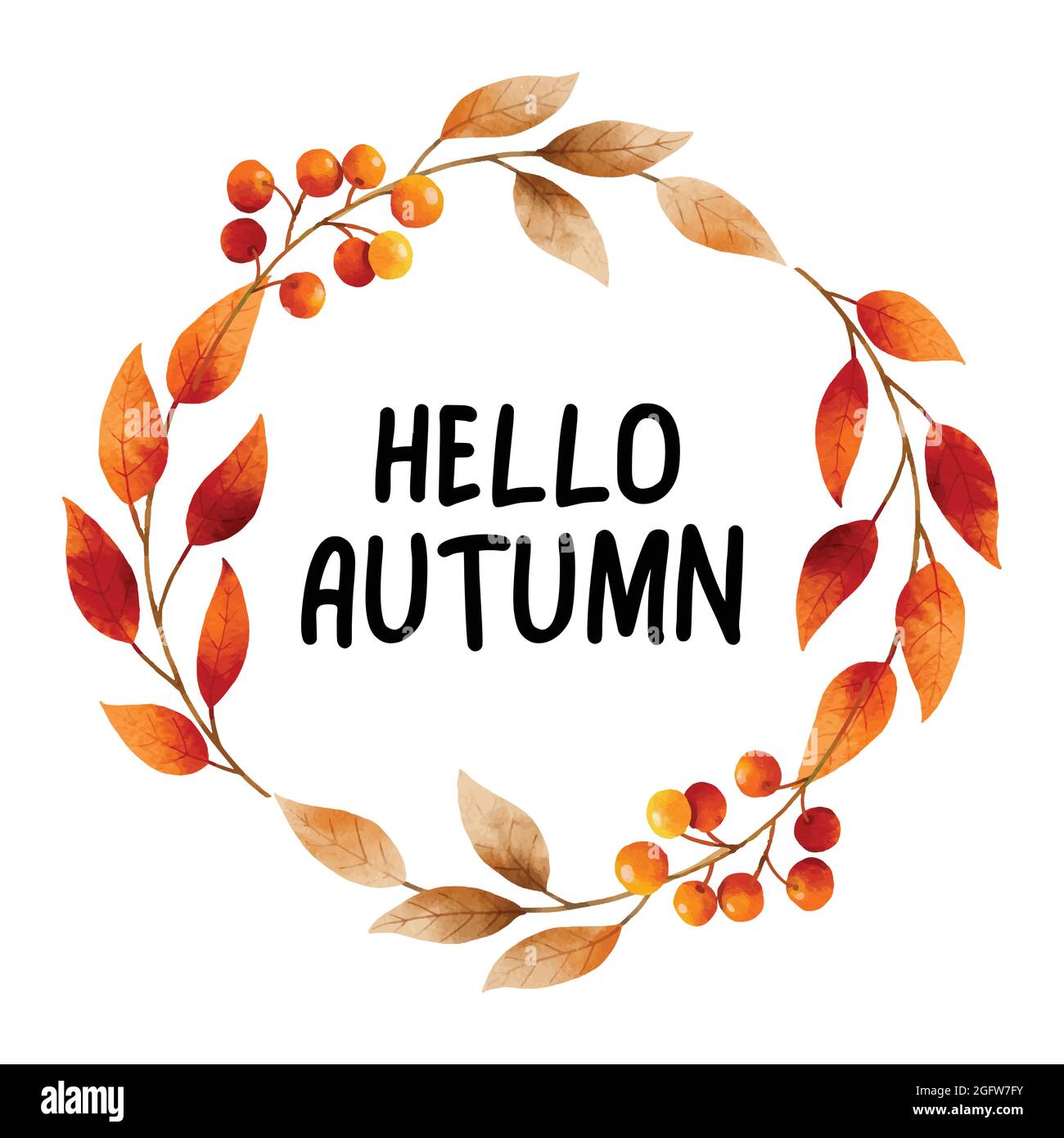 Autumn leaves frame hello Stock Vector Images - Alamy
