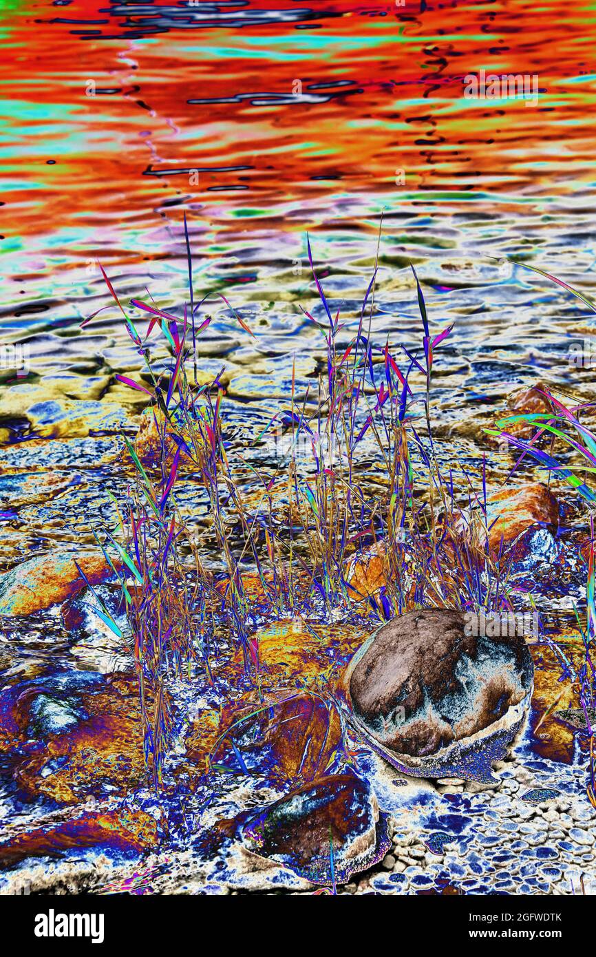 Abstract graphic based on a image of stones at the shore of the lake Stock Photo