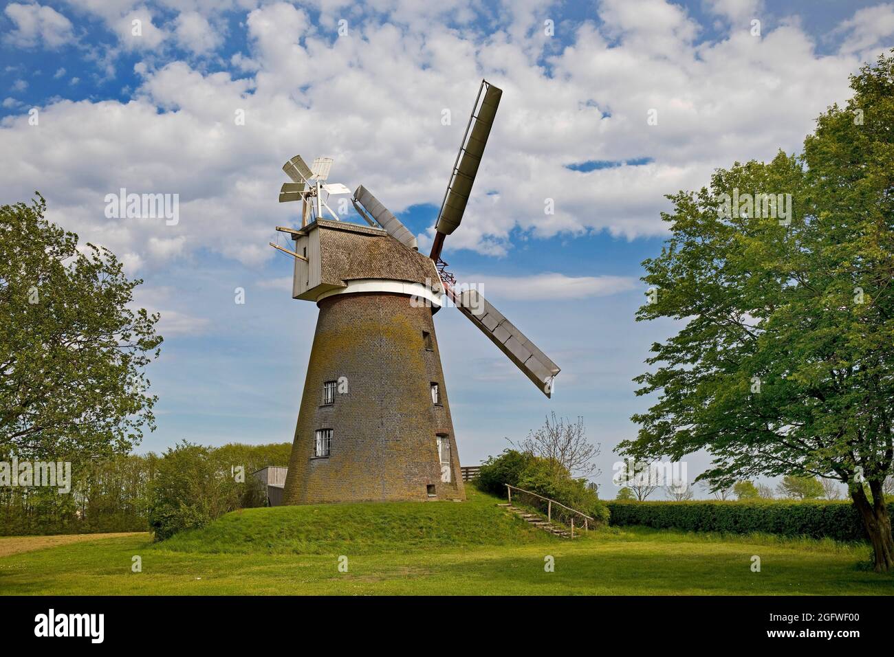 Museum windmill in Breberer, Selfkant-Muehlenstrasse, Germany, North Rhine-Westphalia, Lower Rhine, Gangelt Stock Photo