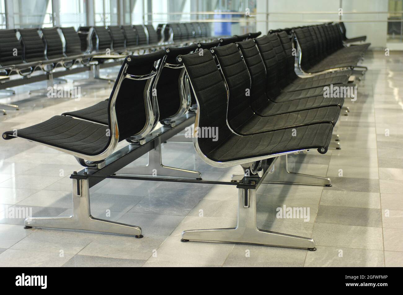 empty waiting room in an airport, Germany, Hamburg Stock Photo