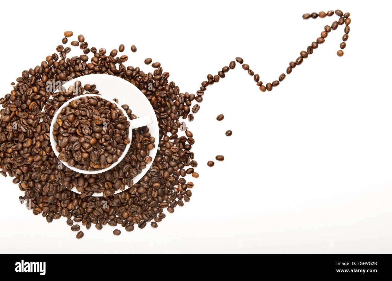 coffee (Coffea spec.), coffee cup and roasted coffee beans, icon