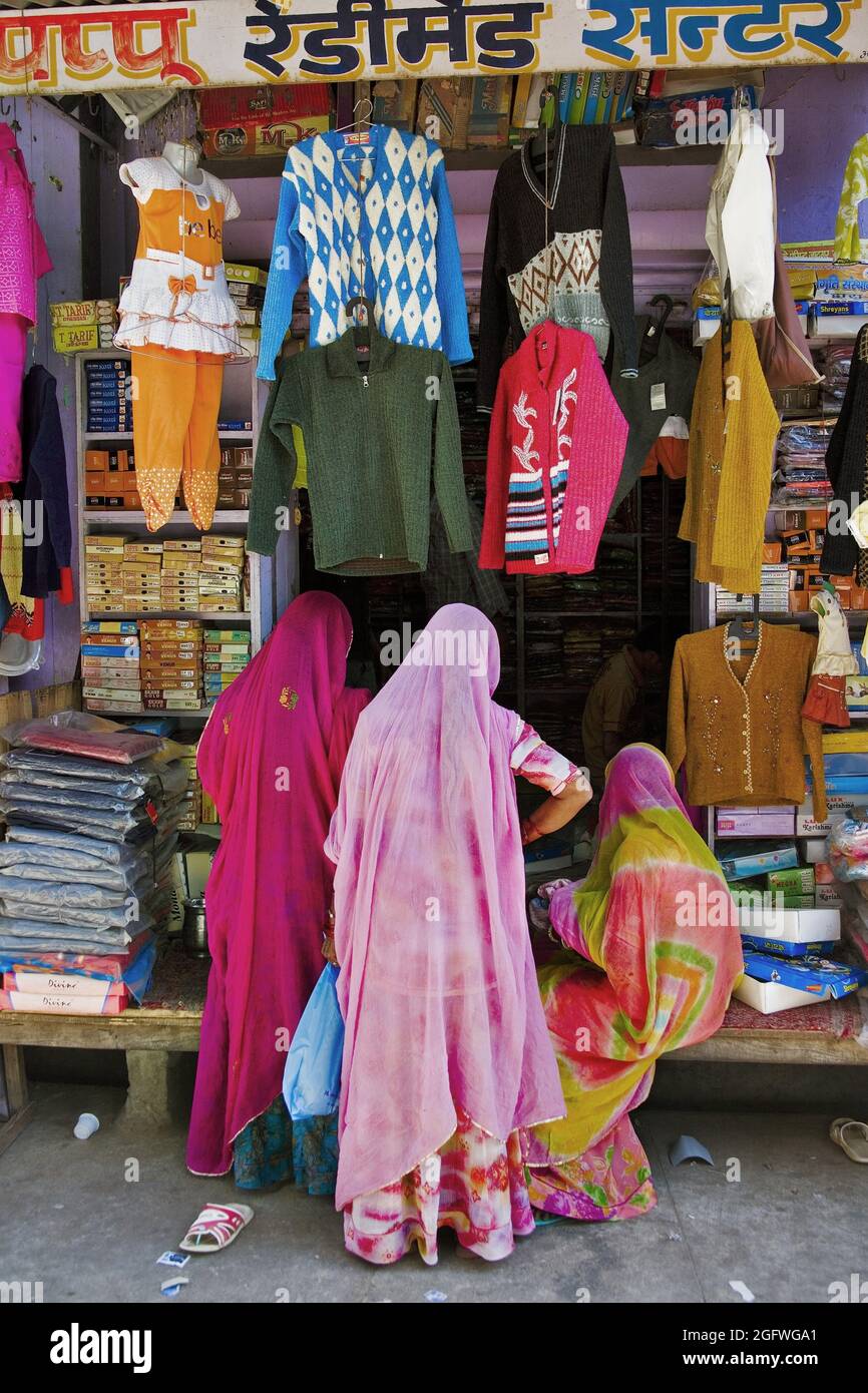 Indian clothes store, northern India, India Stock Photo