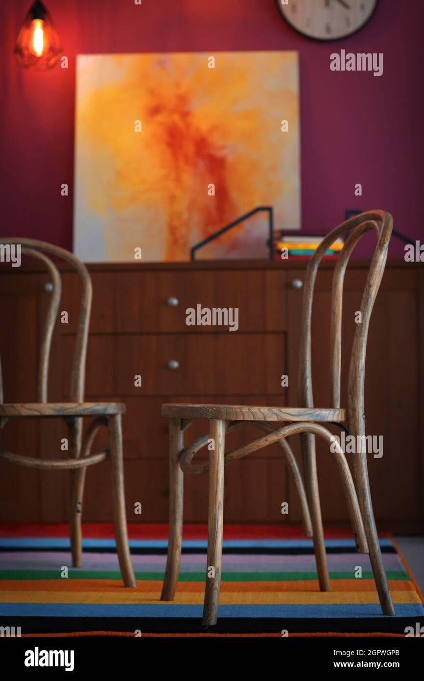 Modern room interior with chairs Stock Photo - Alamy