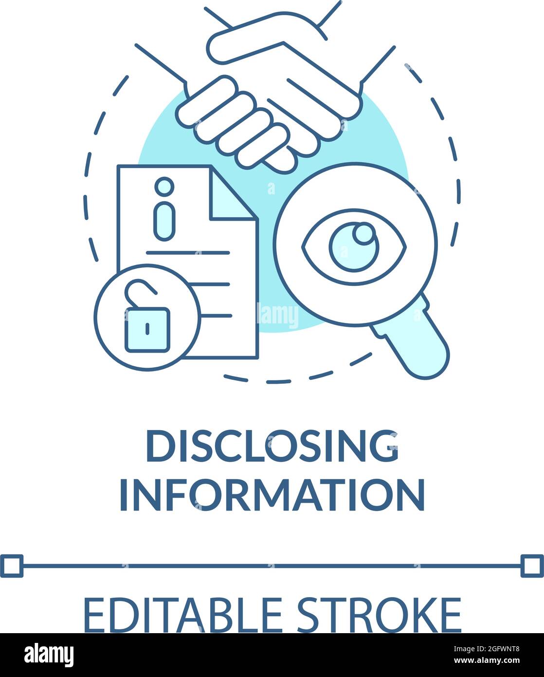 Disclosing information blue concept icon Stock Vector