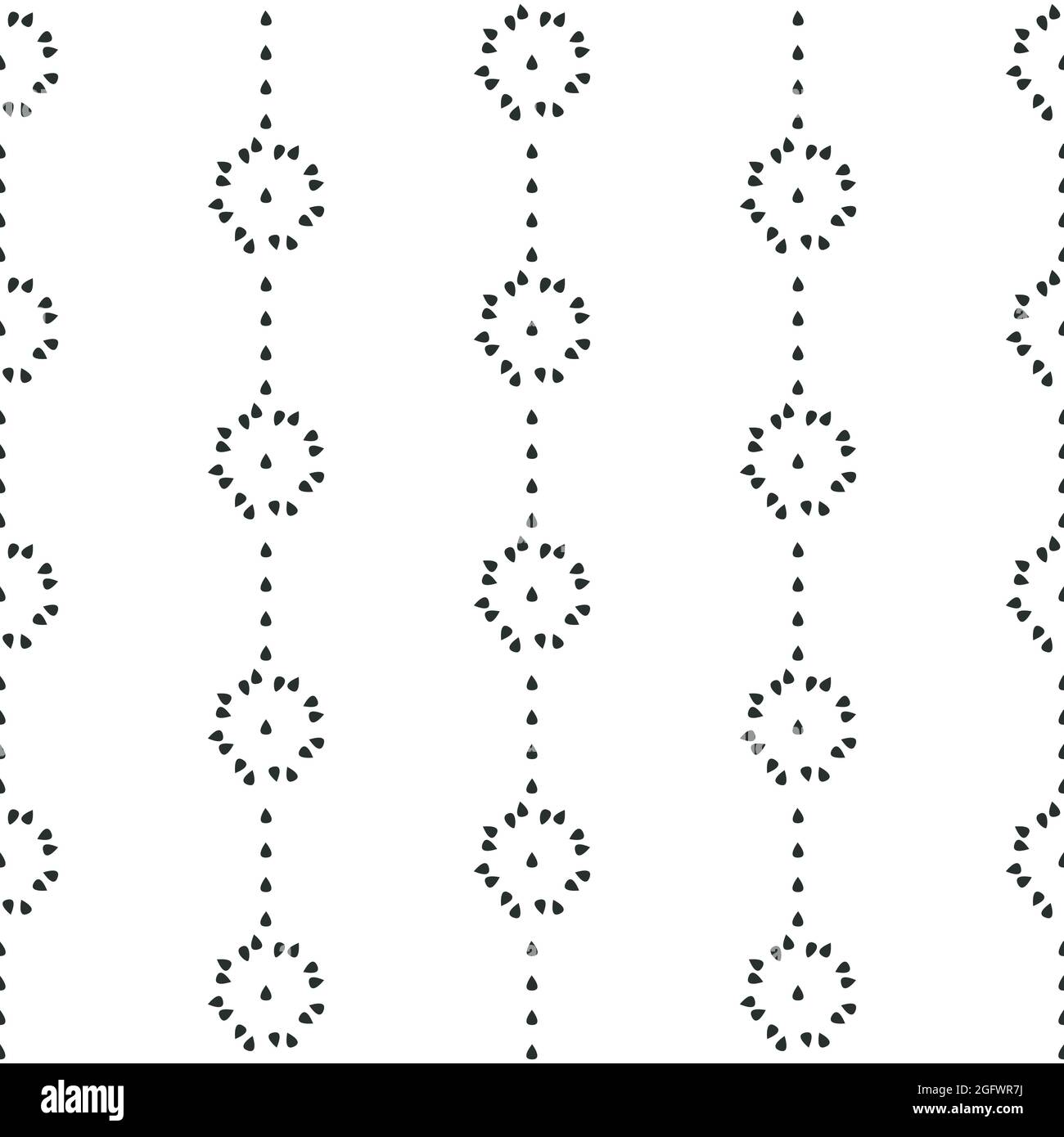 Geometrical monochrome seamless pattern. Black drop shapes. White colore easy editable background. Vector Stock Vector