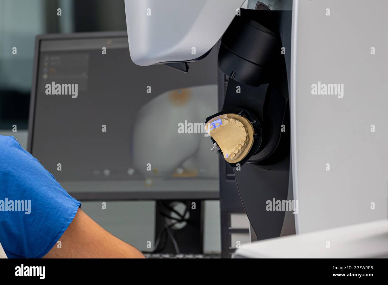 CAD CAM equipment modern extraoral laboratory dental scanner. Selective ...