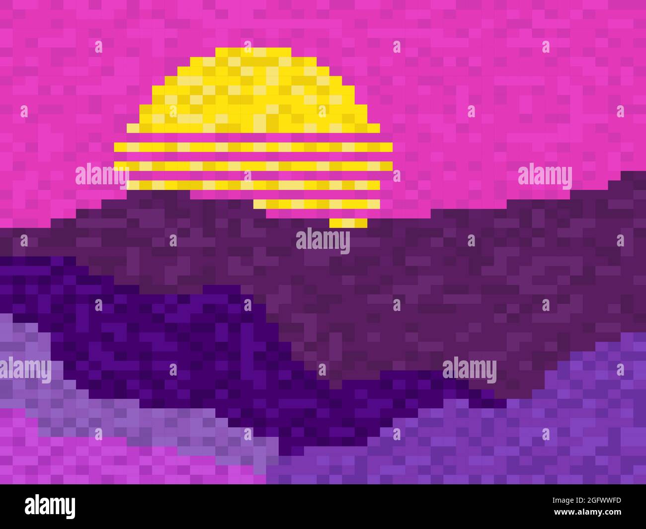 Pixel Art 80s Pôr Do Sol 8 Bits Energia Solar E Estilo Retrowave