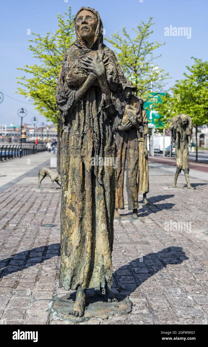 Female famine sculpture on Custom House Quay in Dublin, Ireland taken on 7 May 2013 Stock Photo