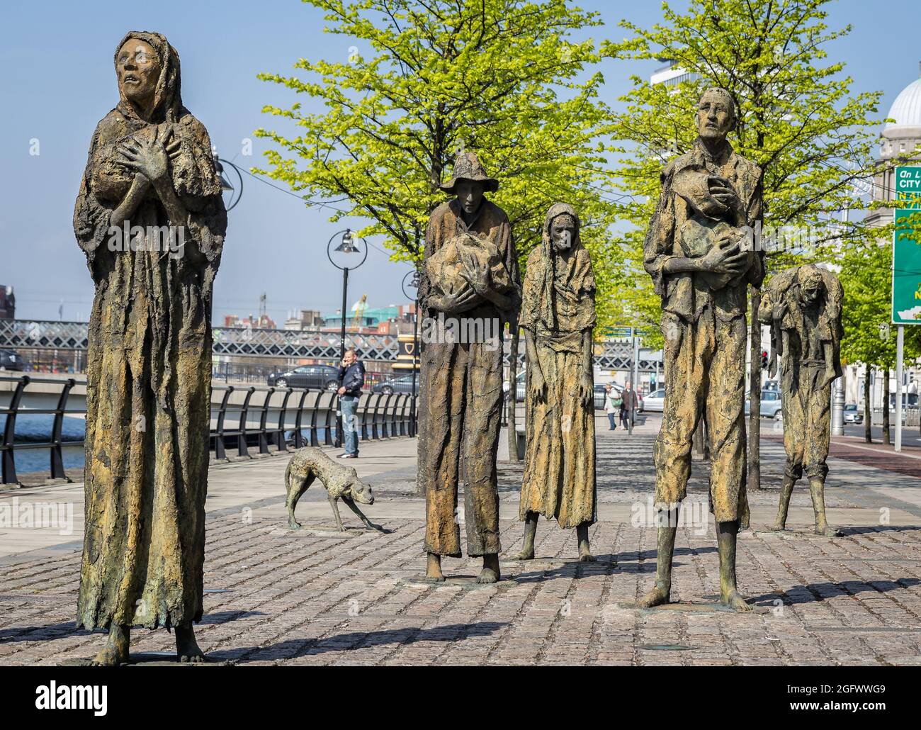 Landmark famine sculptures on Custom House Quay in Dublin, Ireland taken on  7 May 2013 Stock Photo - Alamy