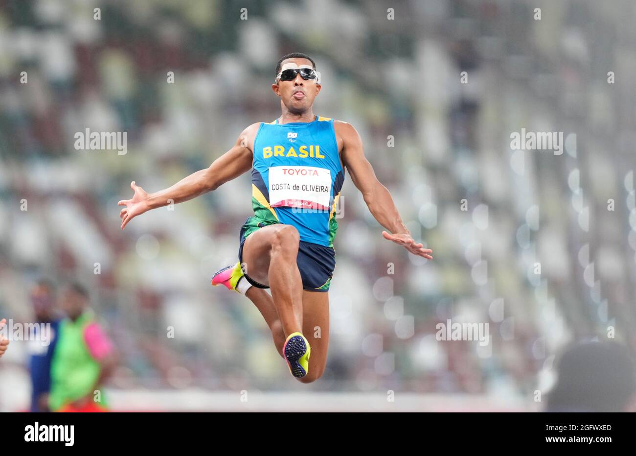 August 27, 2021: Ricardo Costa de Oliveira from Brazil at long jump during athletics at the Tokyo Paralympics, Tokyo Olympic Stadium, Tokyo, Japan. Kim Price/CSM Stock Photo