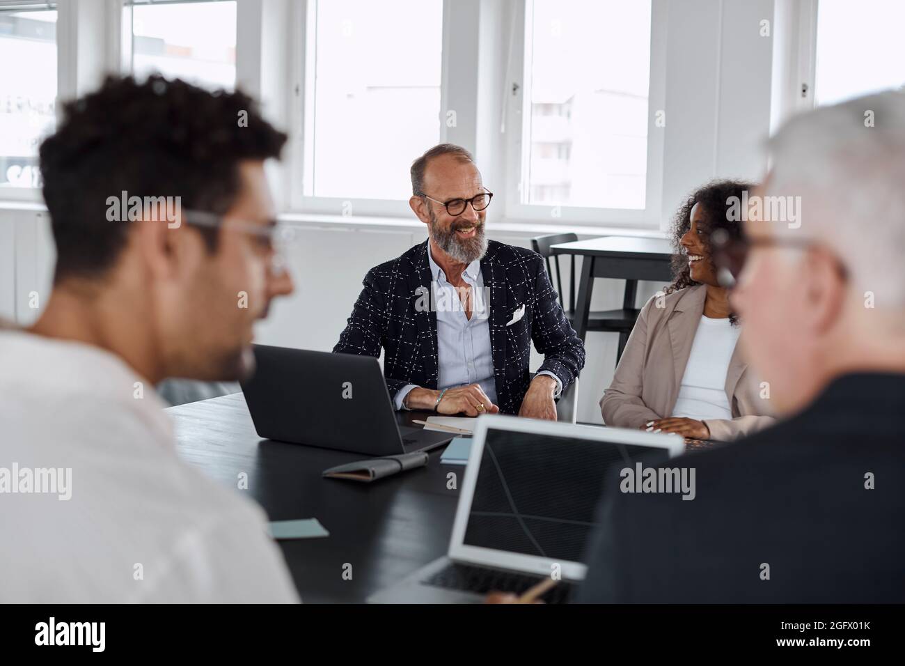 People talking during business meeting Stock Photo