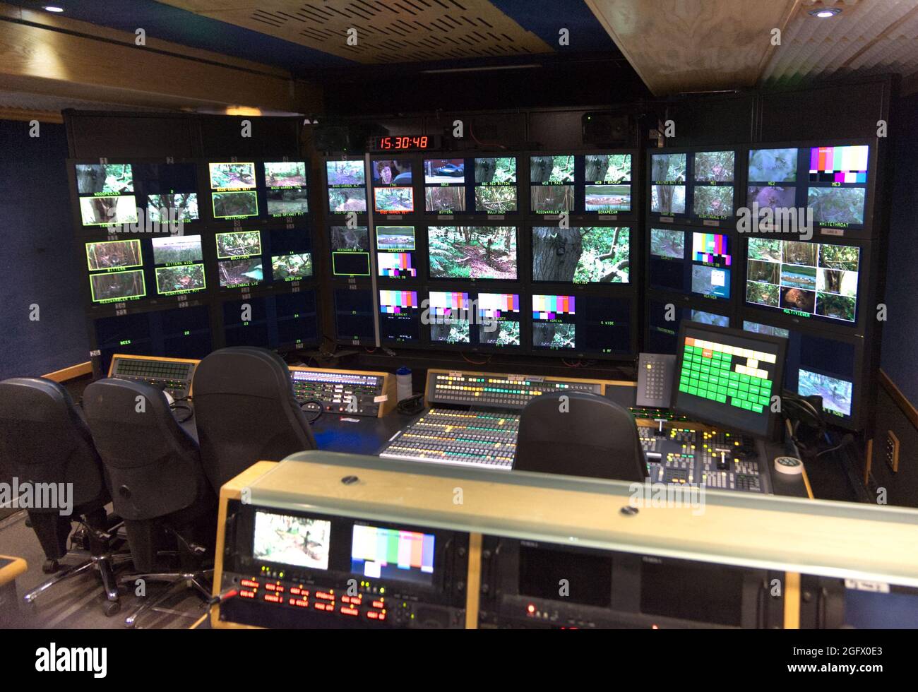 BBC Springwatch TV Programme Main Outside Broadcast Control Room. Stock Photo