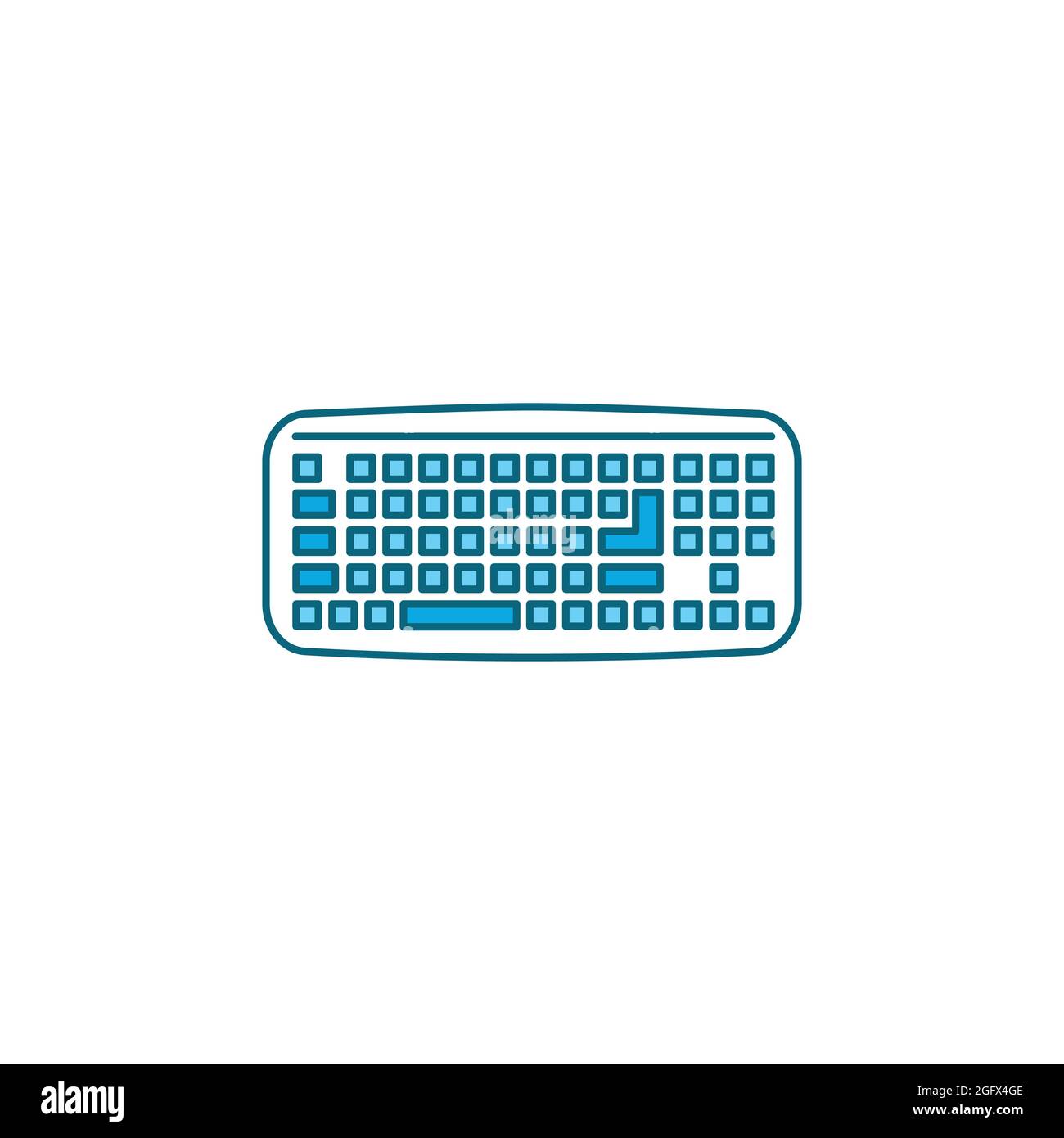 Keyboard color line icon. Input device. Allows a person to enter ...