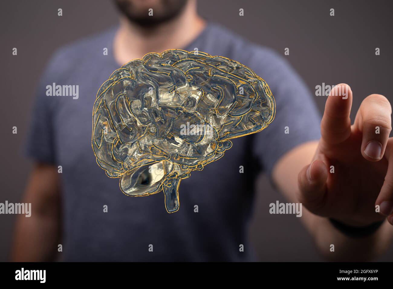 Human brain digital illustration. Electrical activity, flashes and