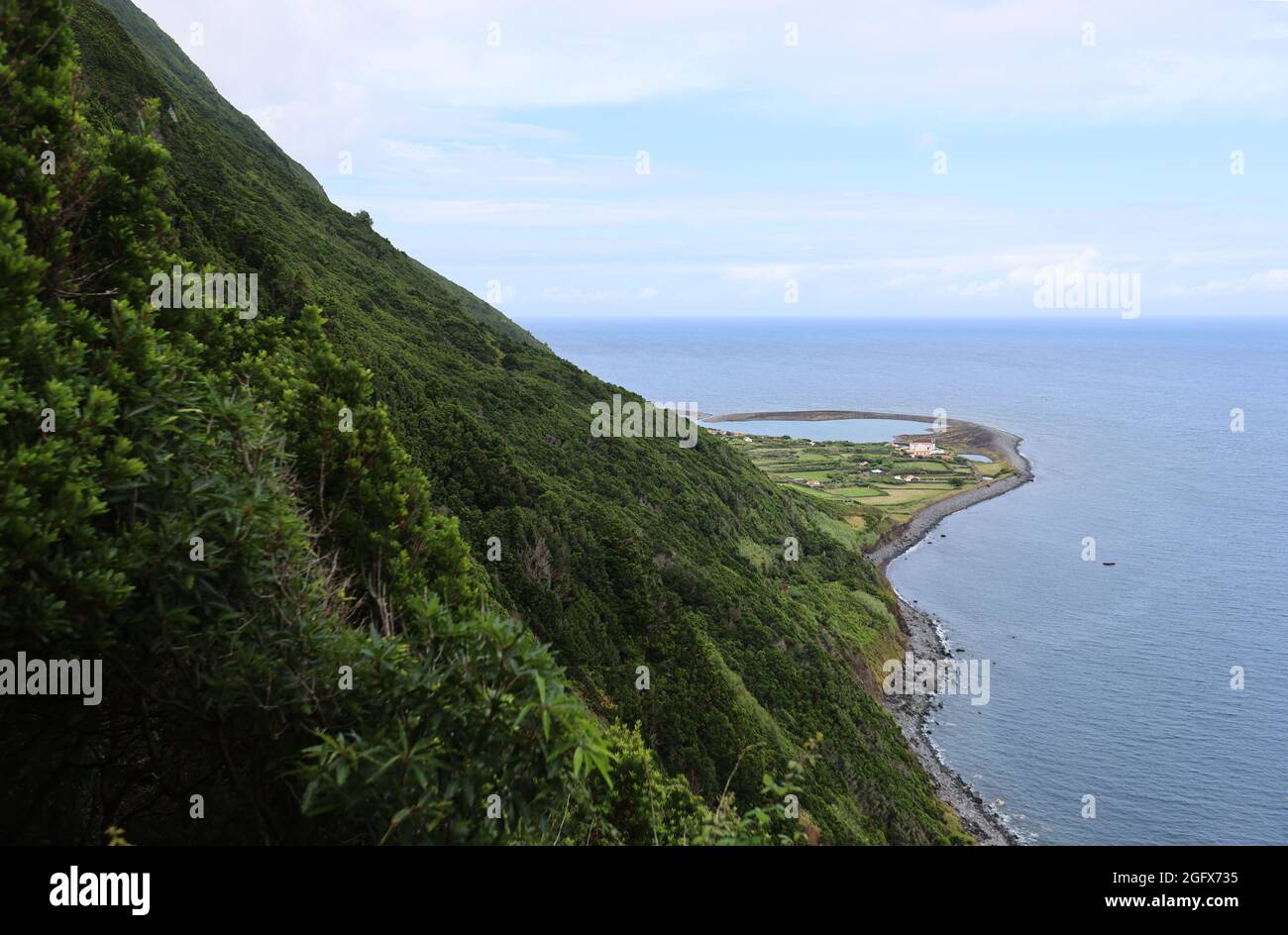 Typical landscape of the island of Sao Jorge in the Azores archipelago Stock Photo