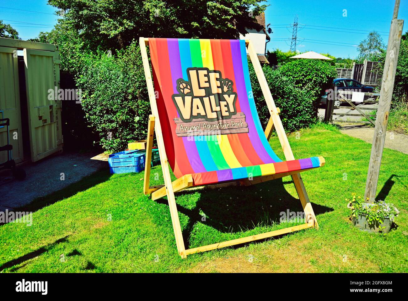 Oversized promotional chair at Lee Valley animal farm Stock Photo