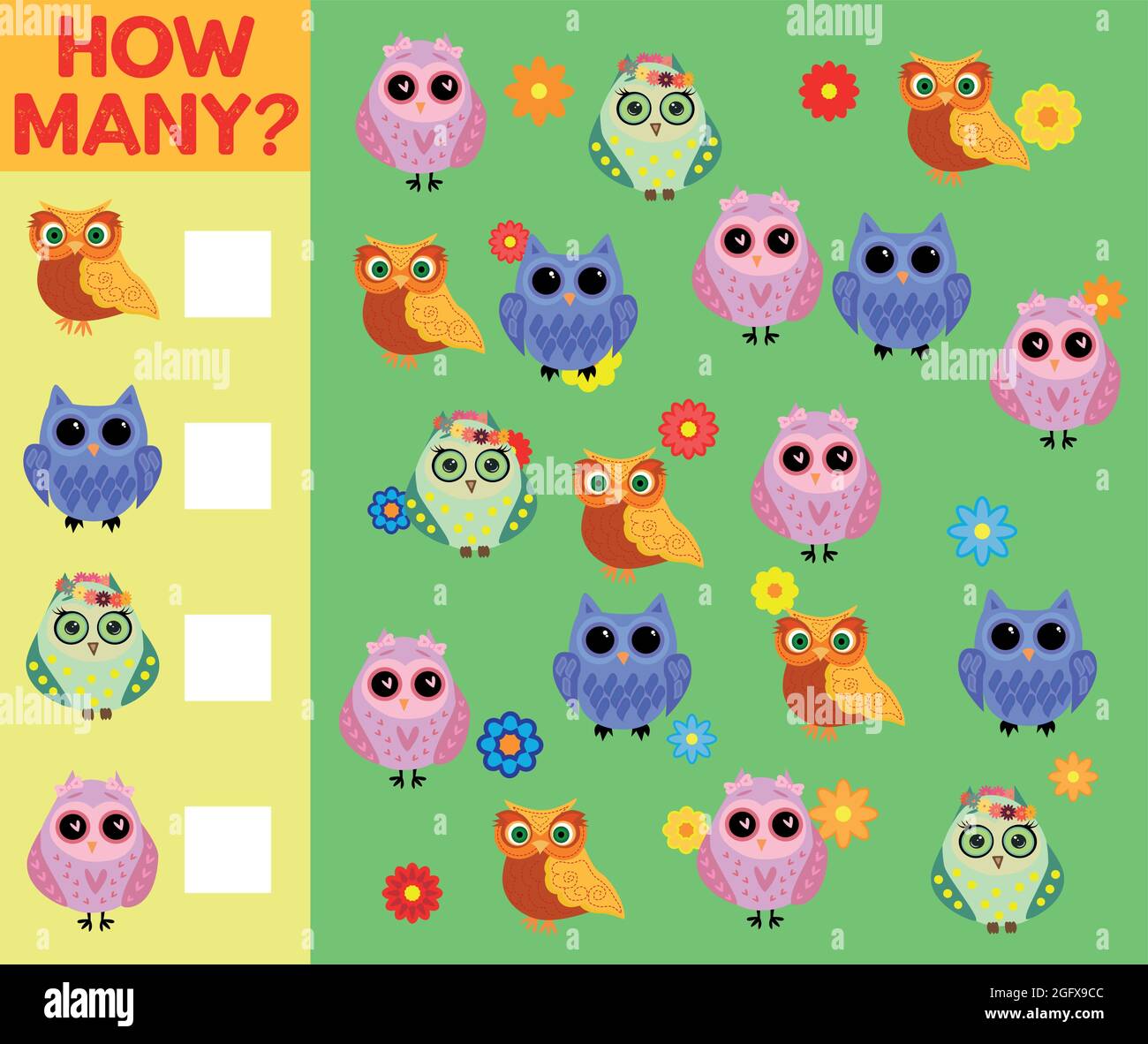 Cartoon Illustration of Educational Counting Activity Game for Children ...