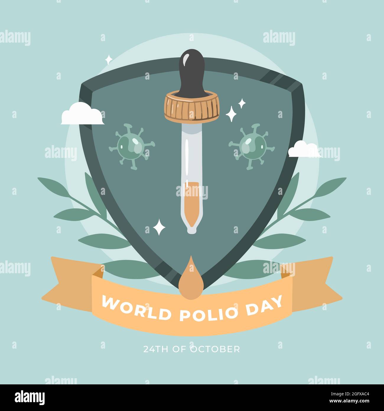 Hand drawn flat world polio day illustration Vector illustration. Stock Vector