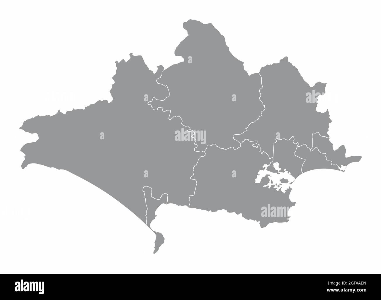 Dorset county administrative map isolated on white background, England ...