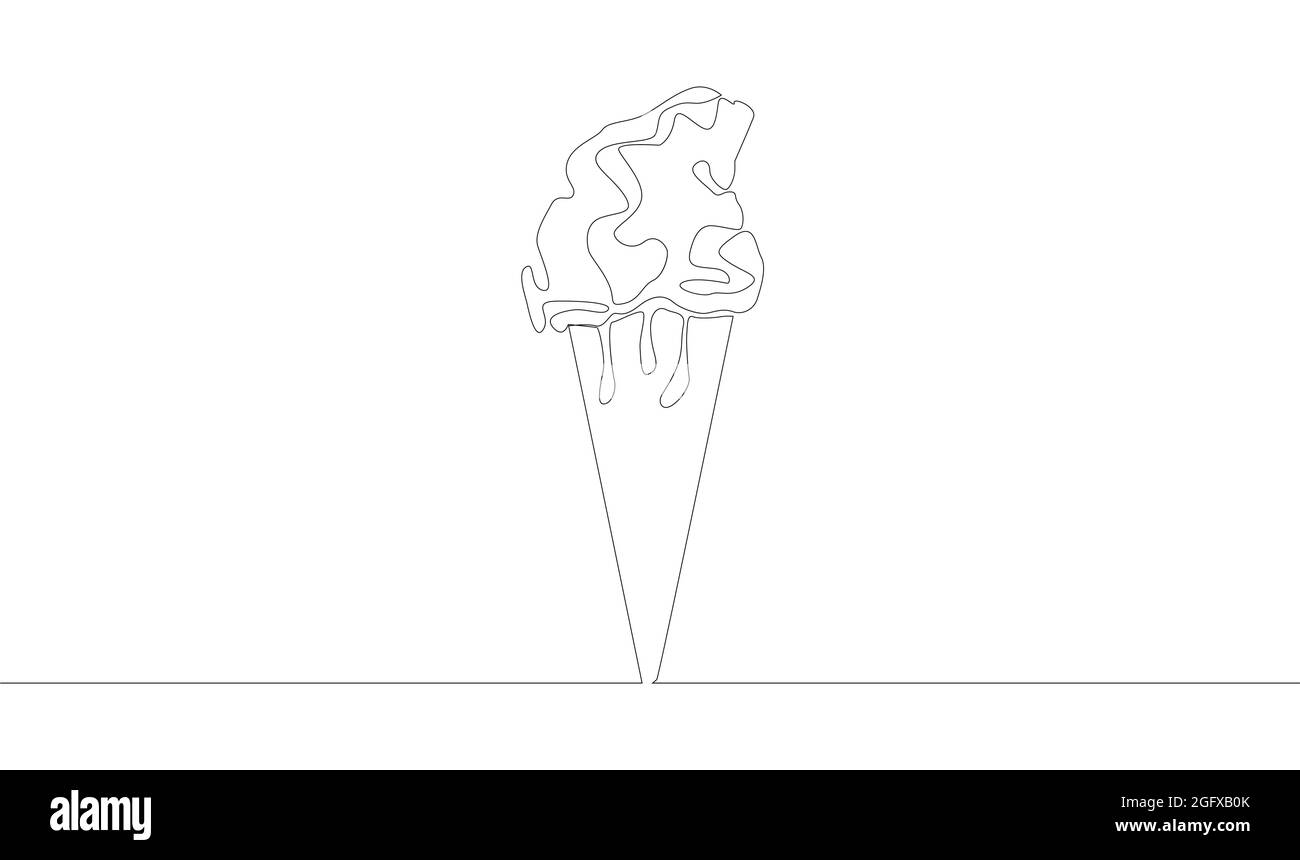 one line drawing of isolated object - ice cream cone Stock Vector