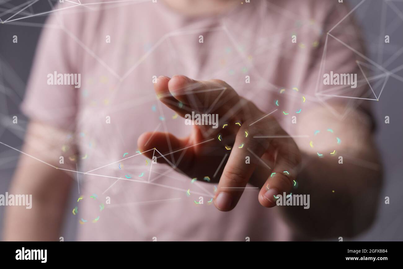 Digital network binary code interface digital touch Stock Photo