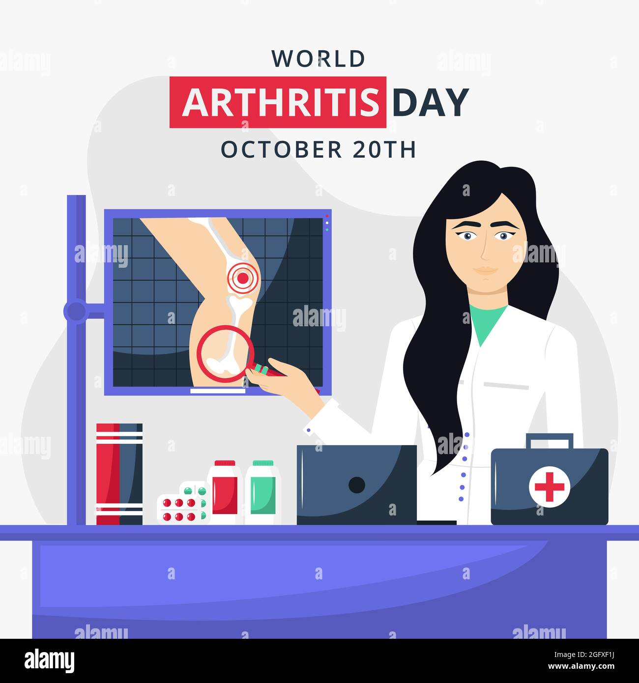 Flat world arthritis day illustration Vector illustration. Stock Vector