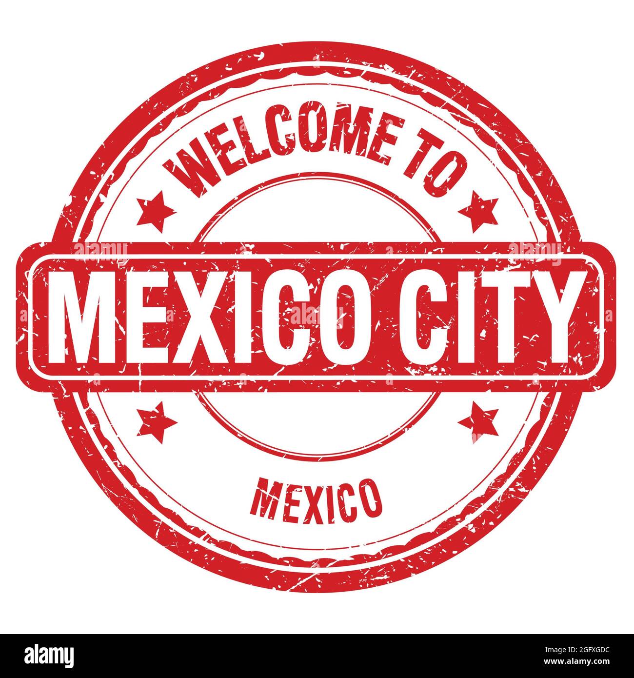 TO MEXICO CITY MEXICO, words written on red grungy stamp