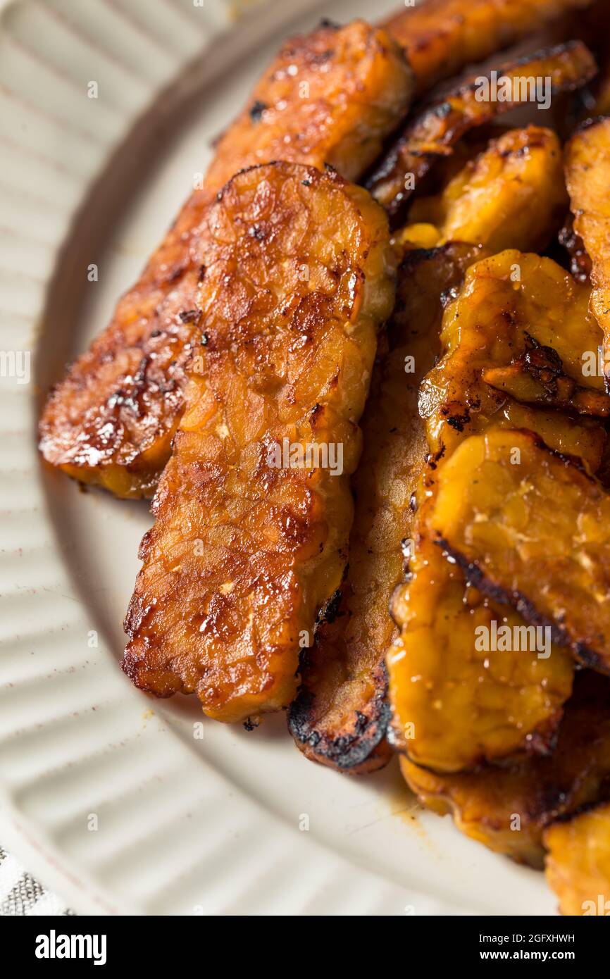 Healthy Organic Veggie Tempeh Bacon with Soy Sauce Stock Photo Alamy