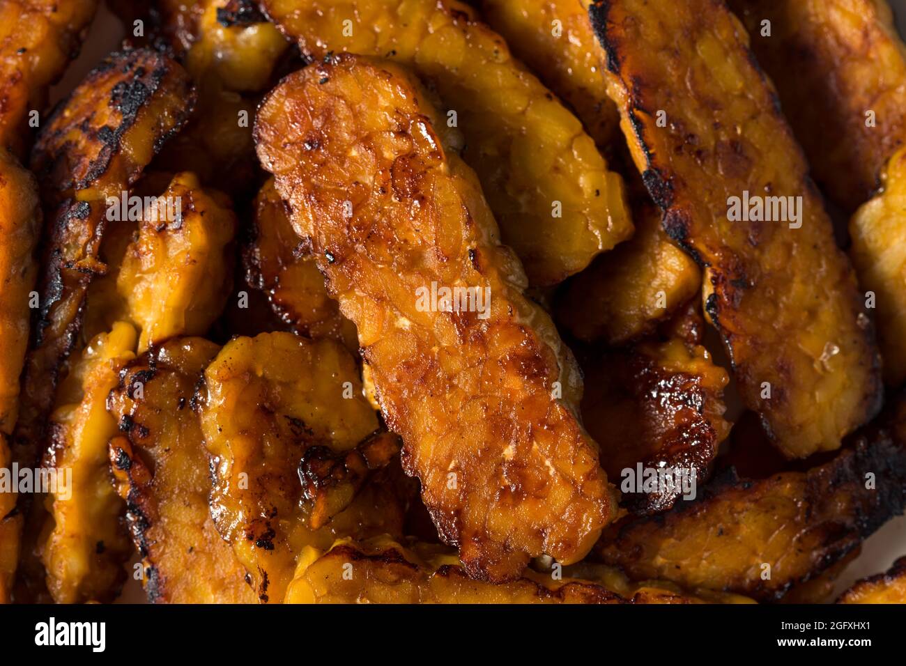 Healthy Organic Veggie Tempeh Bacon with Soy Sauce Stock Photo Alamy
