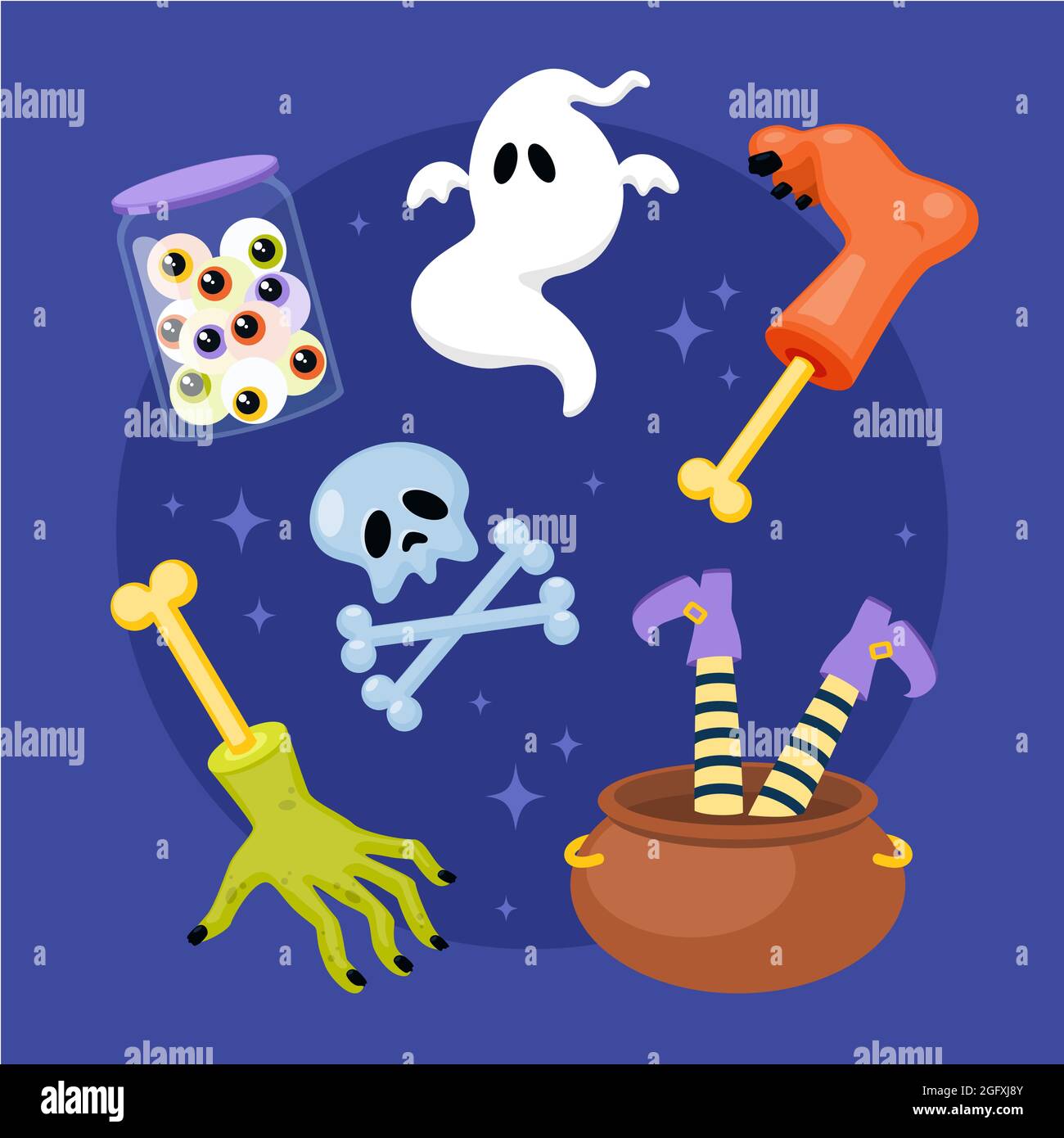 Flat halloween elements set Vector illustration Stock Vector Image ...