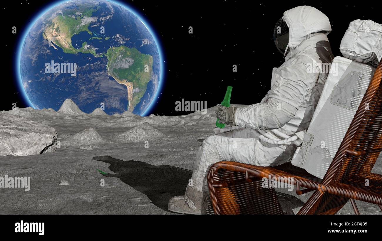 Astronaut On The Moon Drinking