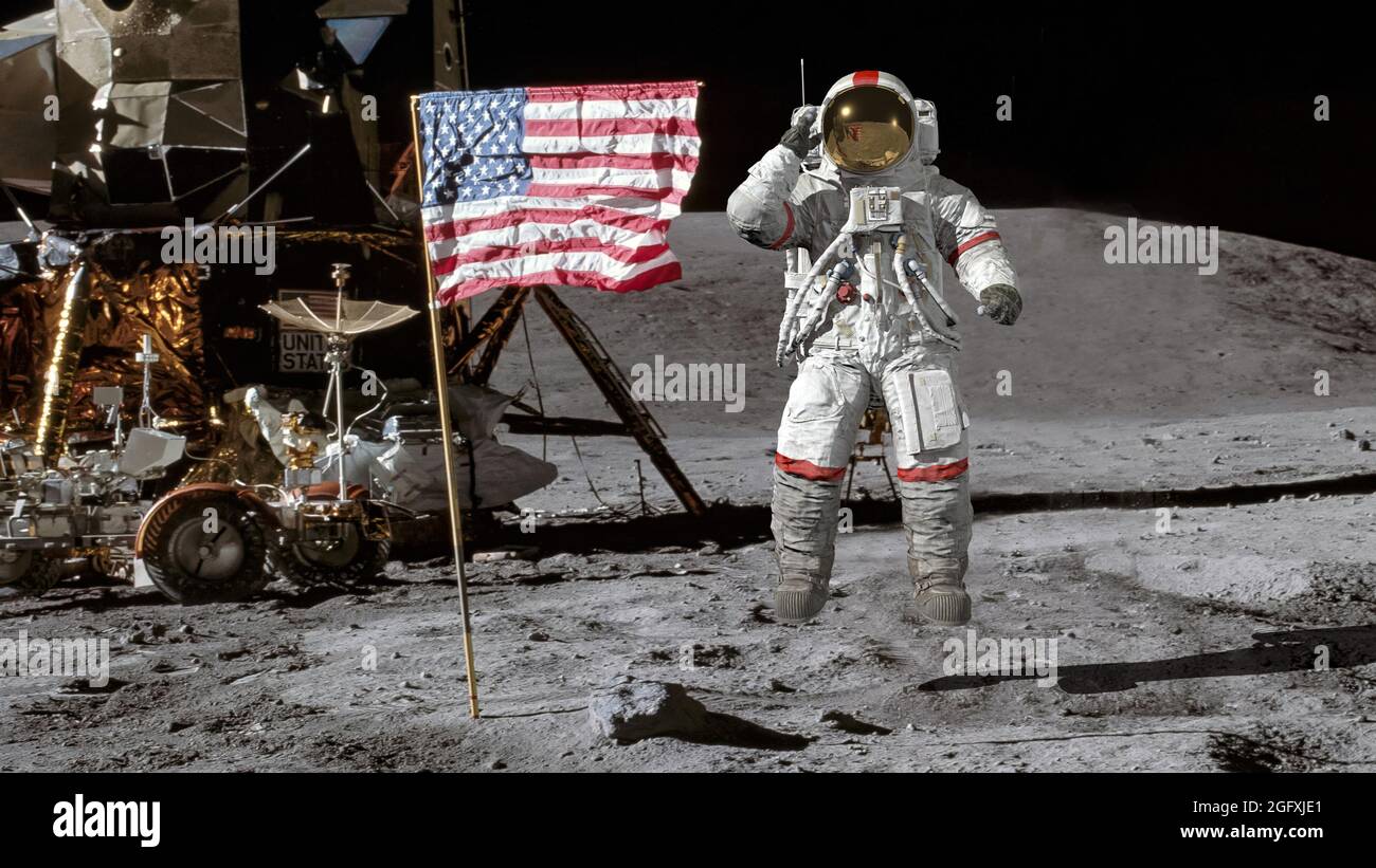 astronaut saluting flag