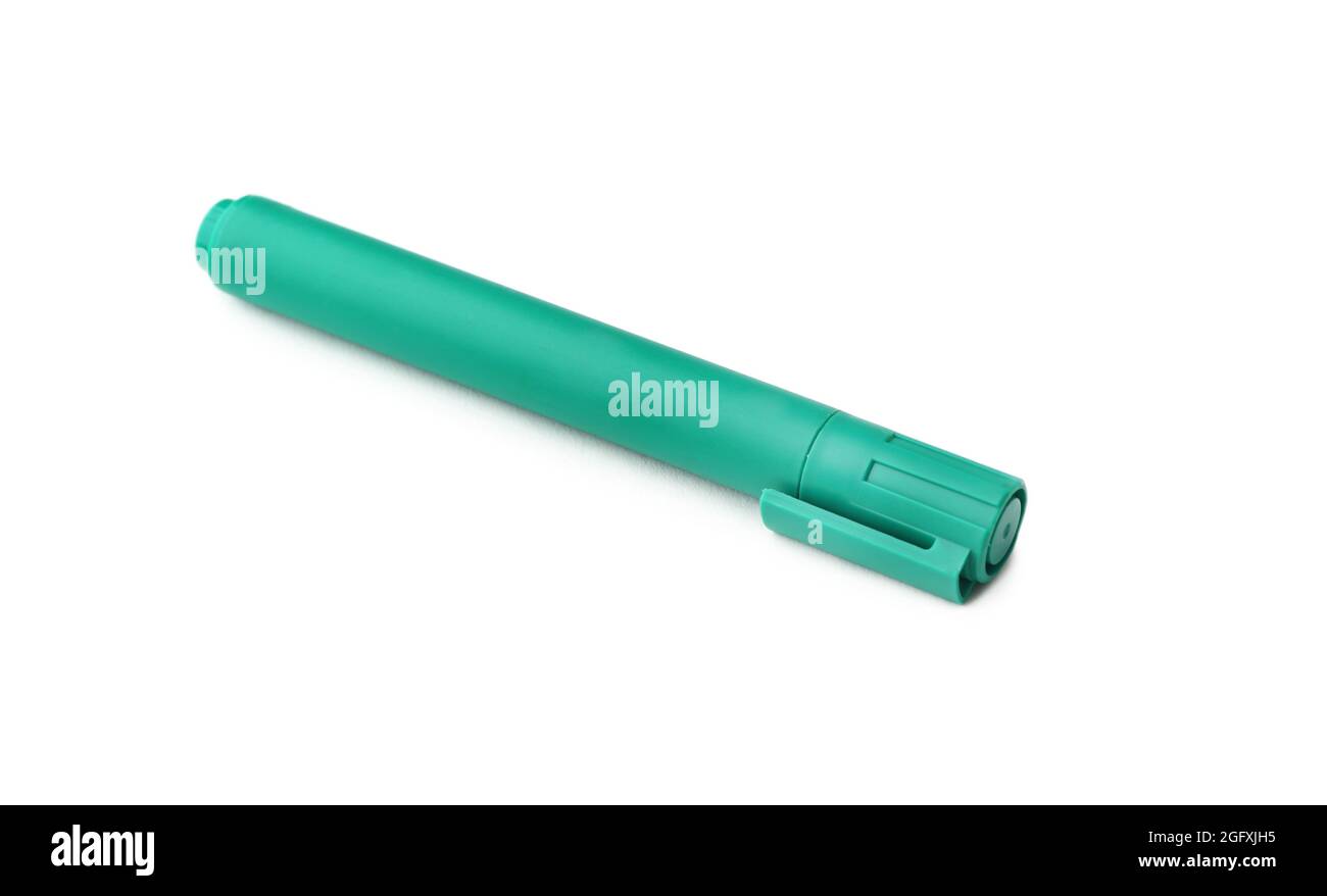 Green felt pen on white background Stock Photo - Alamy