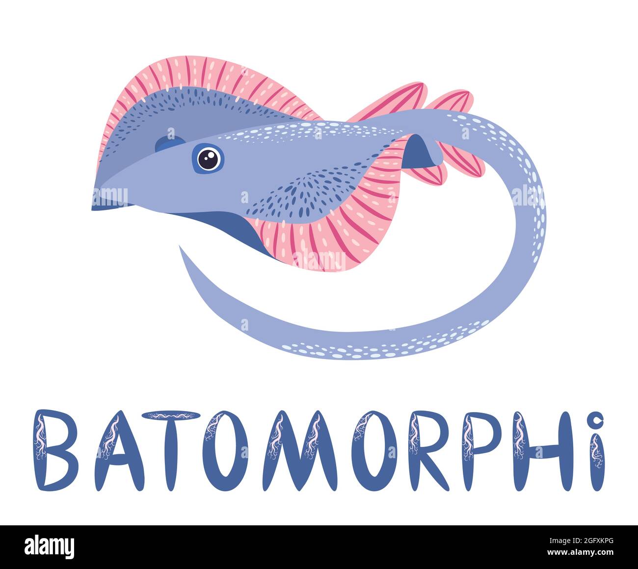 Stingray sails fish on a white background. illustration on a sea theme ...