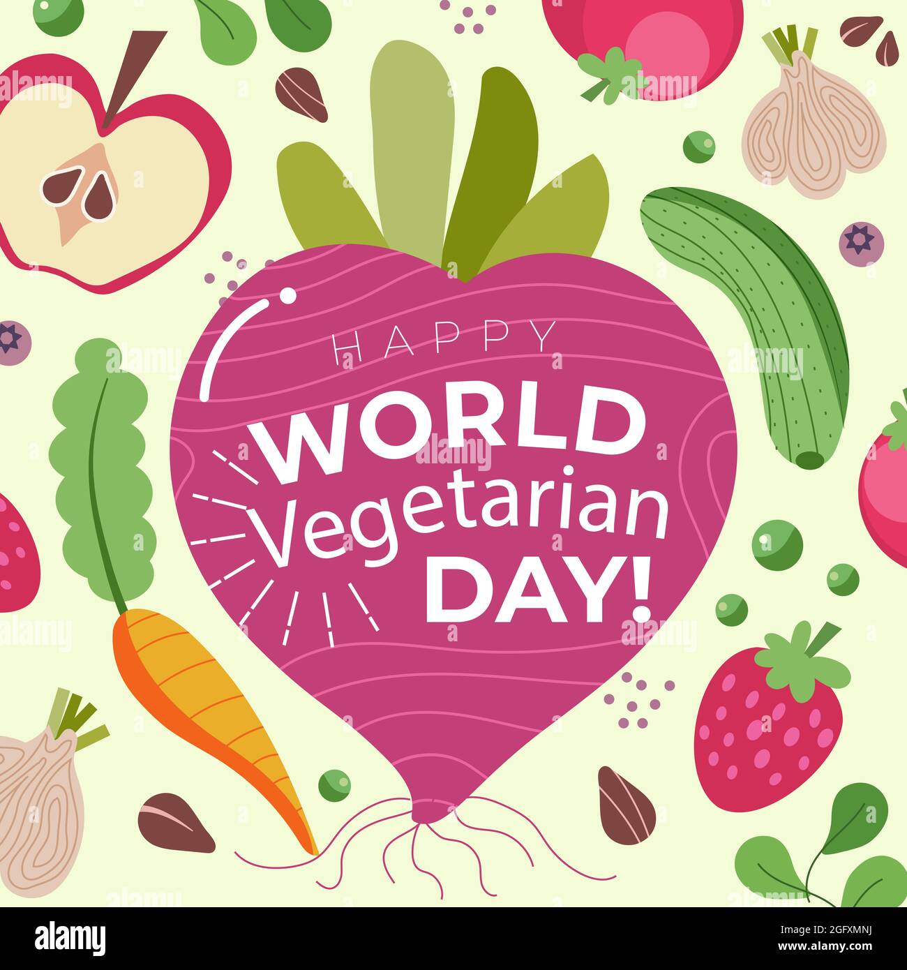 Hand drawn world vegetarian day illustration Vector illustration Stock