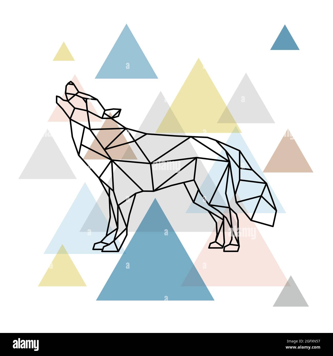 Silhouette of a geometric wolf. Side view. Scandinavian style. Vector