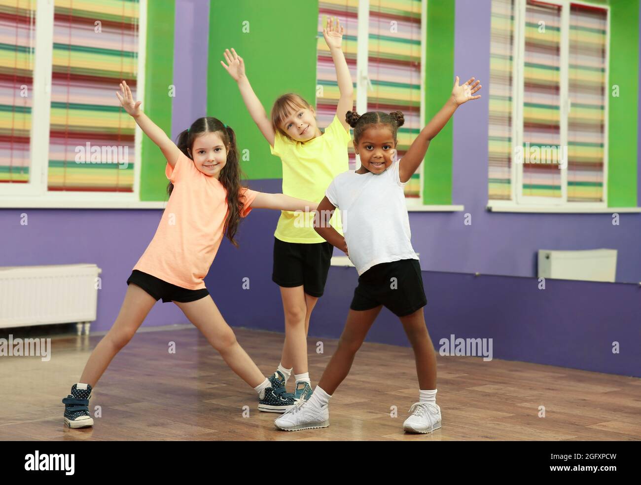 Cute little girls dancing in choreography class Stock Photo Alamy