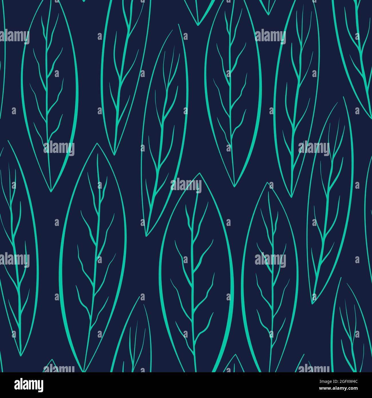 Dark seamless pattern with leaves. Floral background. Vector illustration. Stock Vector