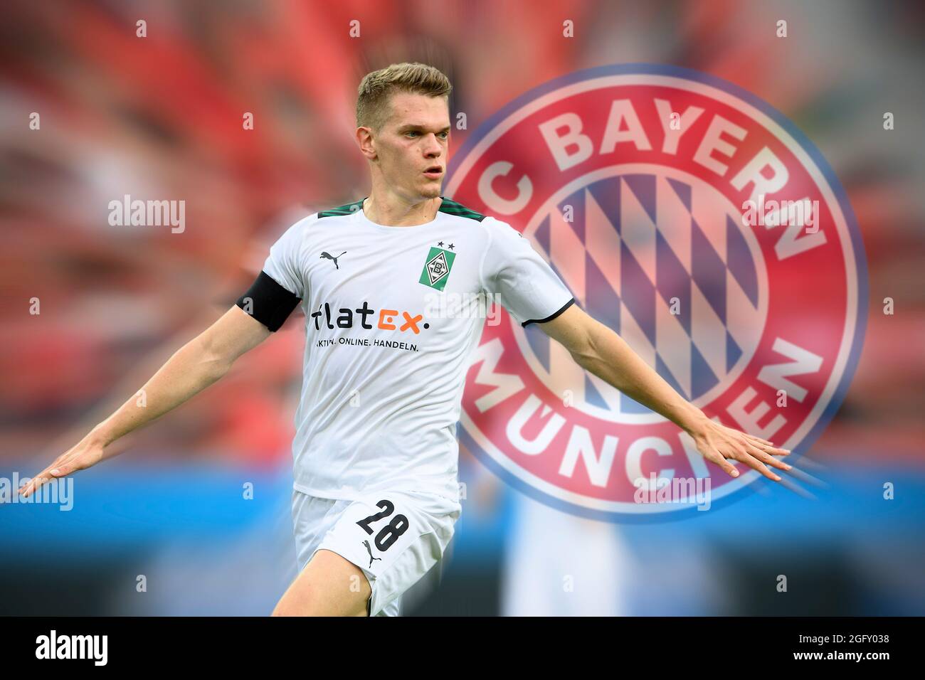 Leverkusen, Deutschland. 27th Aug, 2021. Photo montage; FC Bayern Munich  wants to sign Matthias GINTER. Archive photo; Matthias GINTER (MG) gesture,  gesture, Soccer 1st Bundesliga, 2nd matchday, Bayer 04 Leverkusen (LEV) -