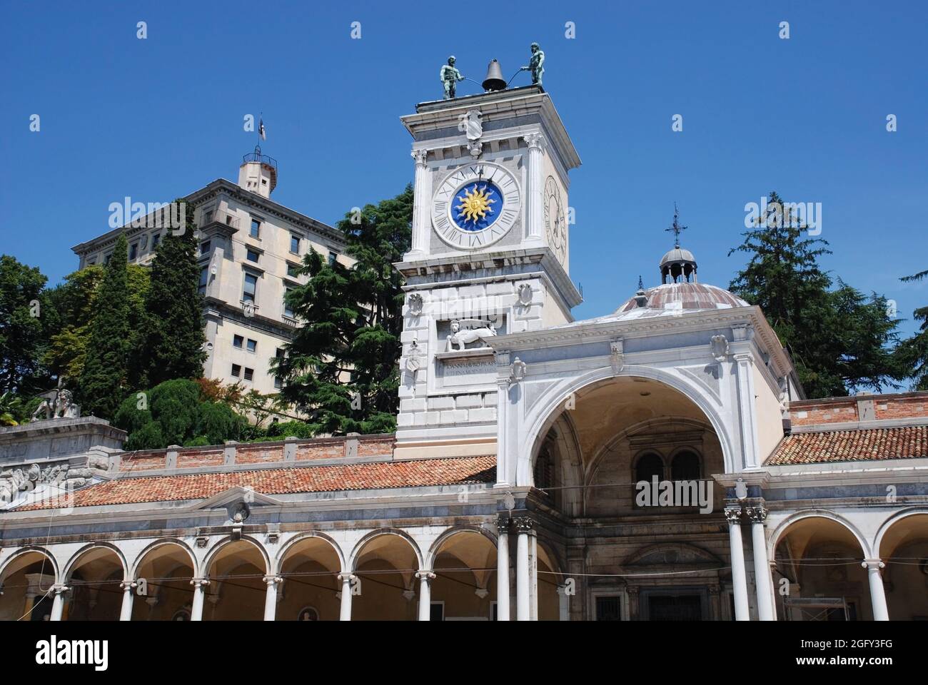 Clock tower and castle in Piazza Liberta, Udine, Friuli Venezia-Giulia,  Italy Stock Photo - Alamy