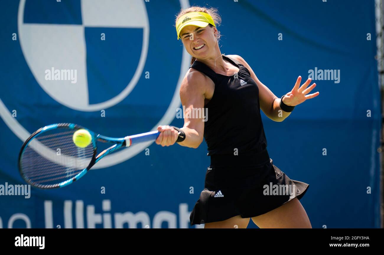 Rebecca Peterson of Sweden in action during her quarter-final match at the  2021 WTA Chicago Womens Open WTA 250 tennis tournament against Tereza  Martincova of the Czech Republic on August 26, 2021
