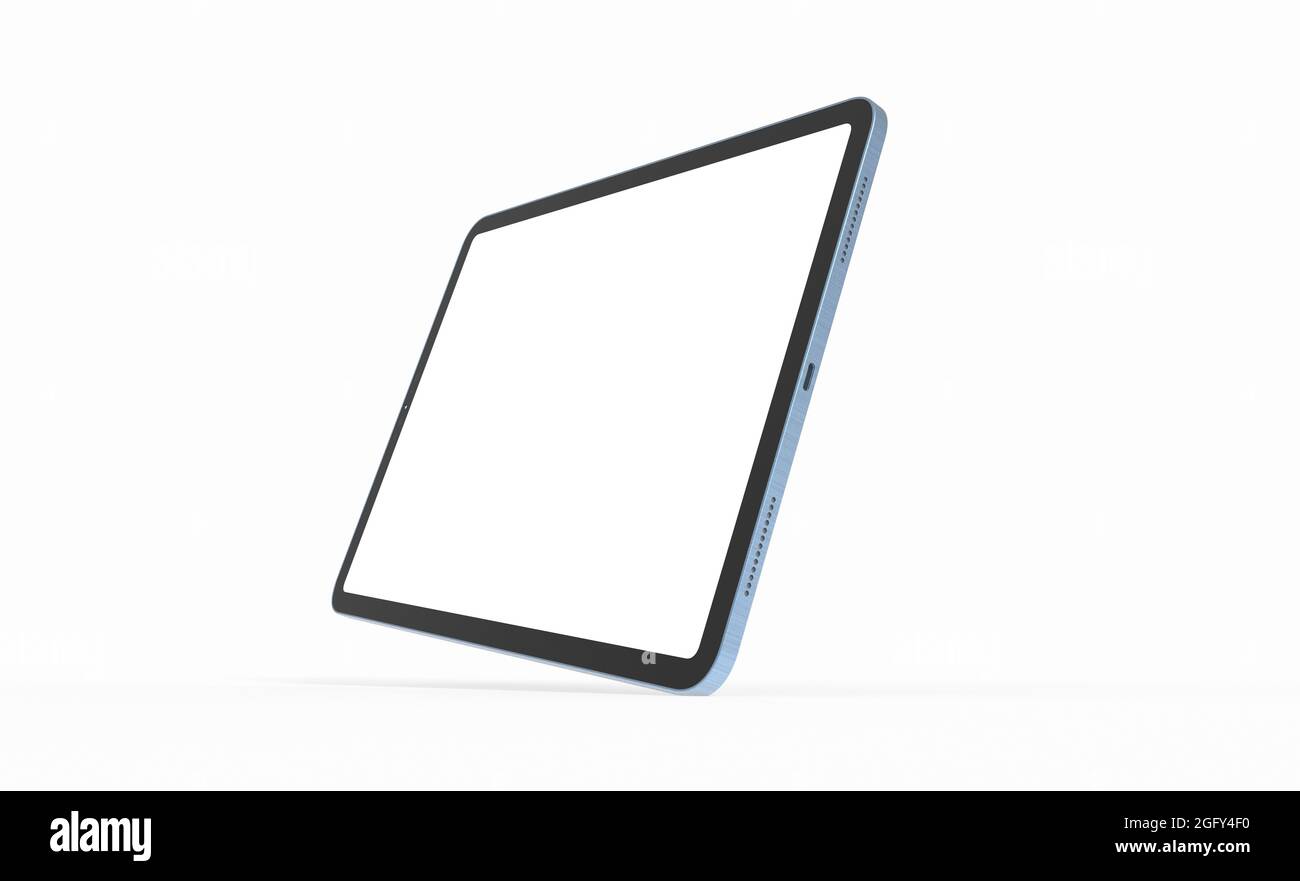 3D rendering of a tablet with an empty screen isolated on a whit ...