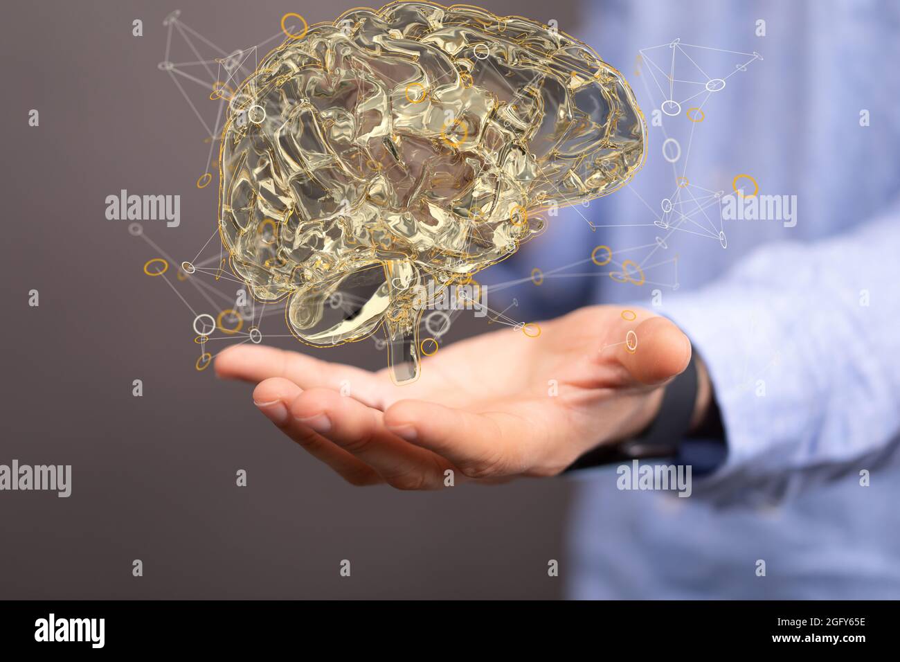 3D rendered Artificial Intelligence held in a person's hand Stock Photo ...
