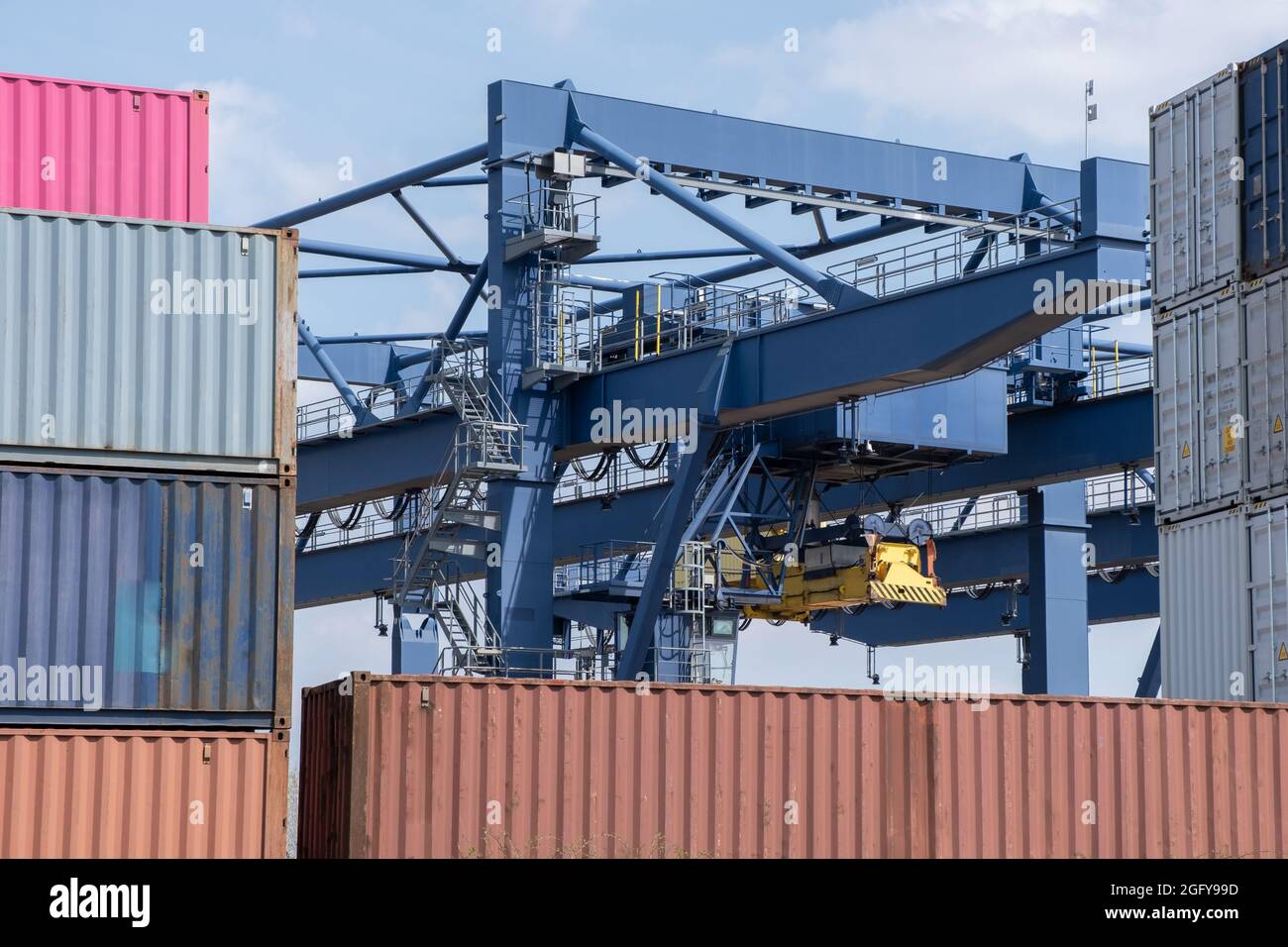 Container Loading Offloading Crane Freight Containers and logistics terminal with crane loading unloading ...