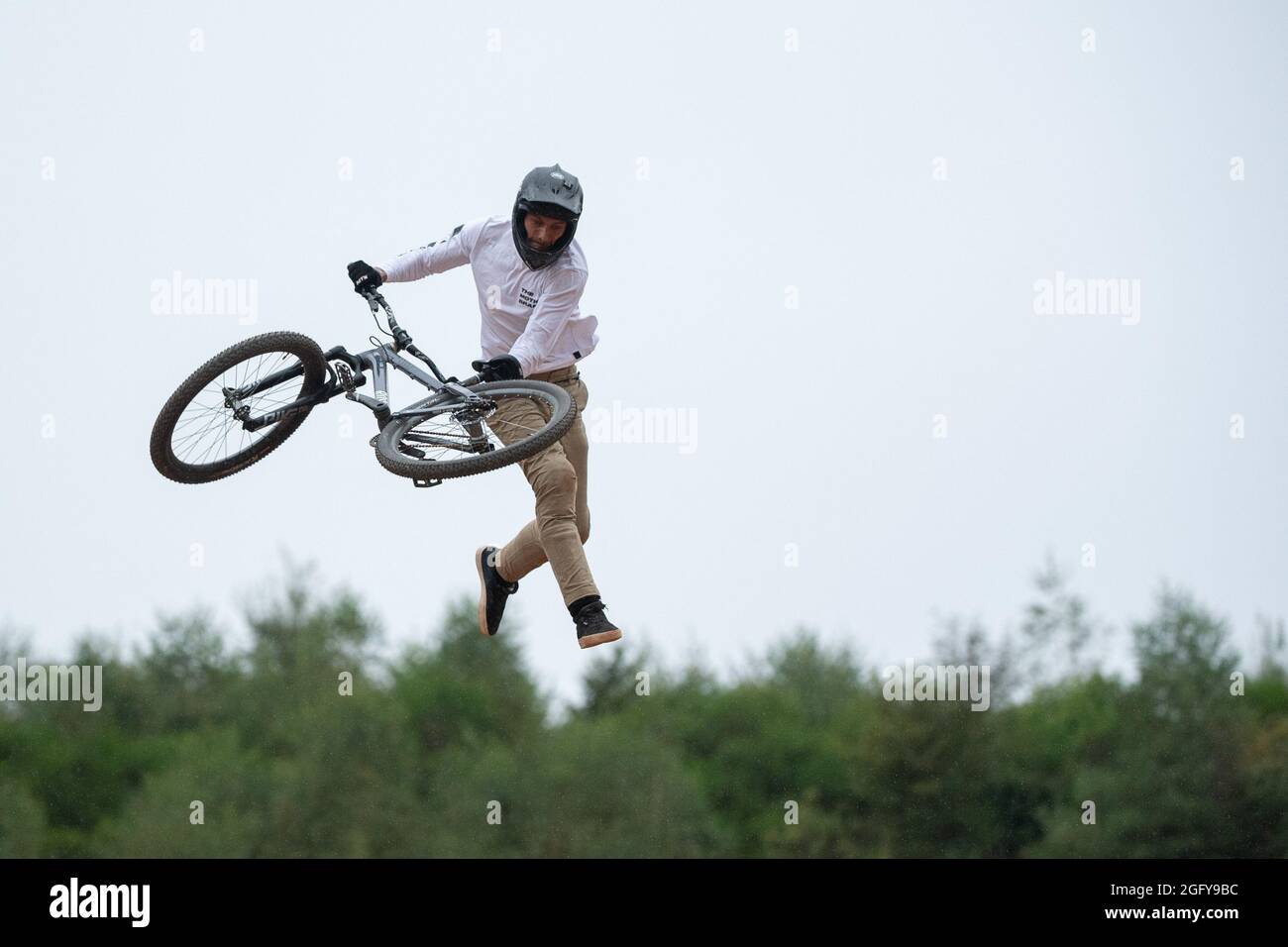 Birkenfeld, Germany. 27th Aug, 2018. Cycling, mountain bike,  freestyle/slopestyle, Audi Nines: Lukas Knopf from Leukersdorf (Saxony,  Germany) in action. From 24 to 28 August 2021, the freestyle and slopestyle mountain  bike competition