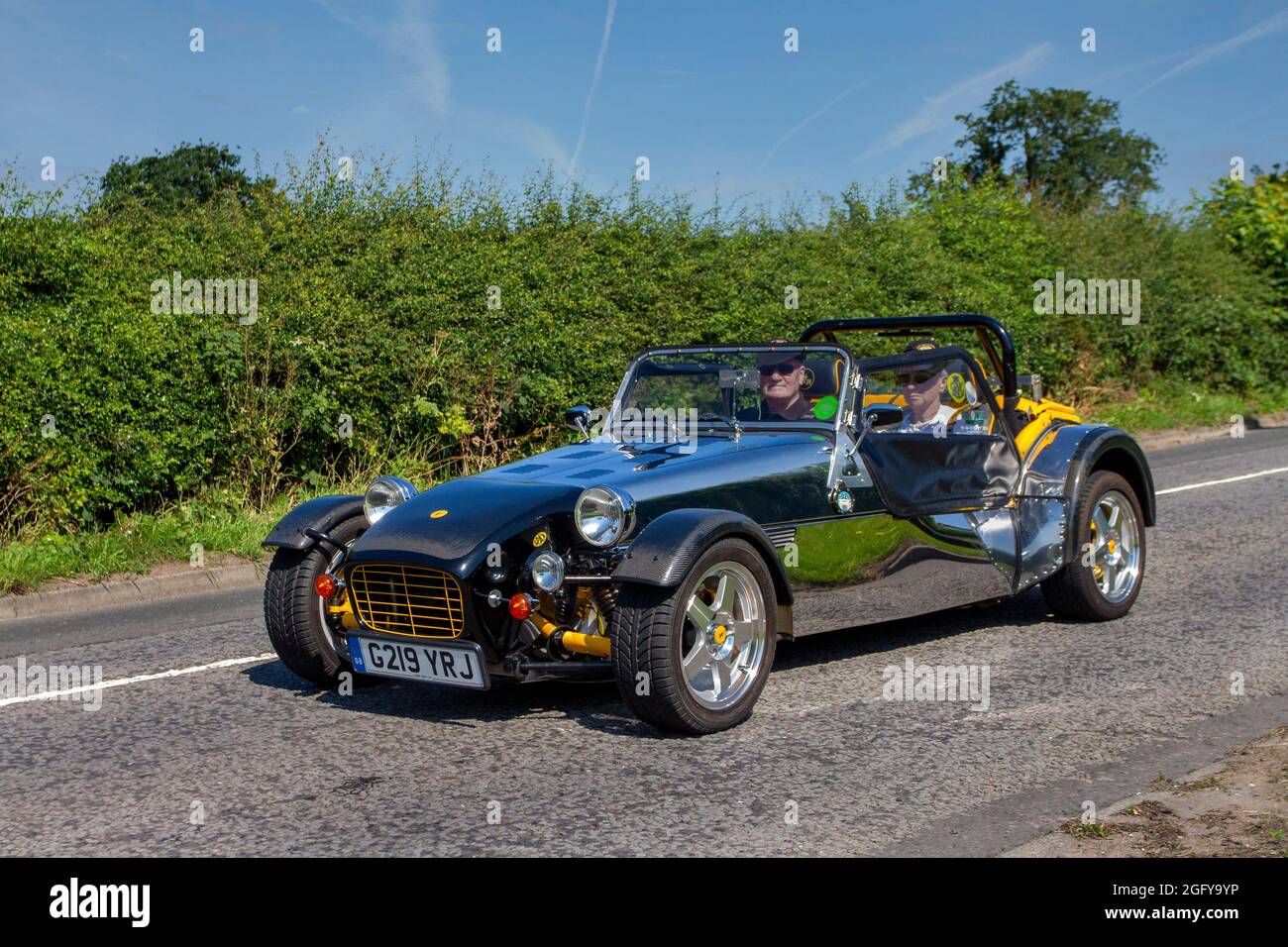 2008 Robin Hood 2BT silver shiny Kit Car, 1993 cc sports car en-route to Capesthorne Hall classic July car show, Cheshire, UK Stock Photo