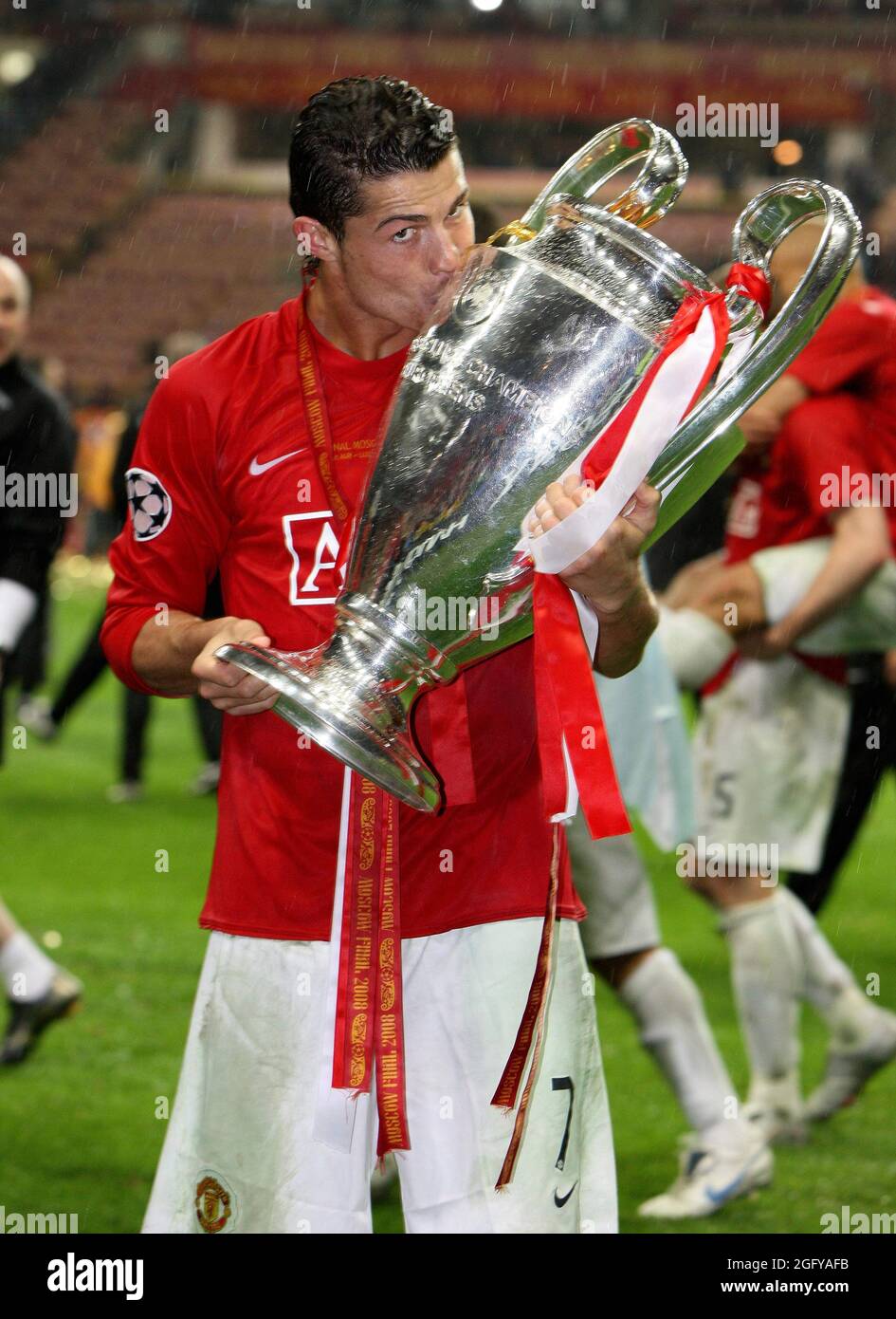 firo Football, Soccer, International 21.05.2008 Champions League Final  Moscow, Season 2007/08 Manchester United FC - Chelsea FC London Manchester  is Champions League winner 2008 Cristiano Ronaldo, Manchester, award  ceremony, jubilation, trophy, copyright