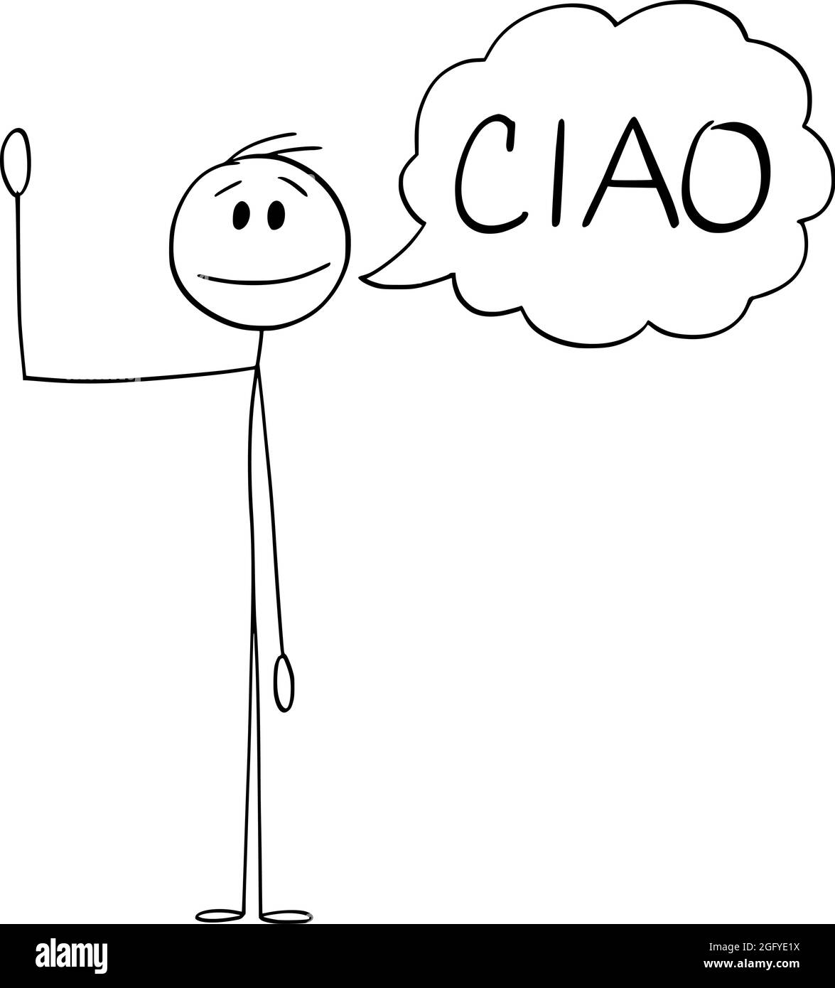 Person or Man Waving His Hand and Saying Greeting Ciao in Italian